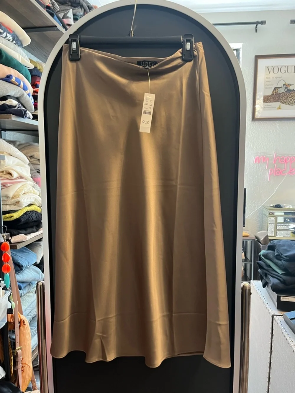 NWT! J. Crew Gwyneth Midi Skirt, Beige, XS - Picture 6 of 6